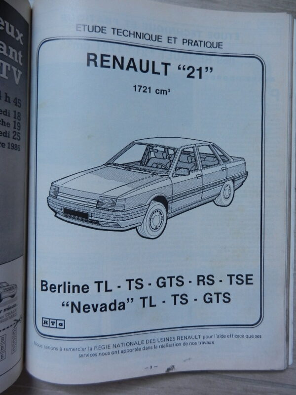 RTA N° 471 Renault 21 1721 cm3 berline & nevada – Image 3