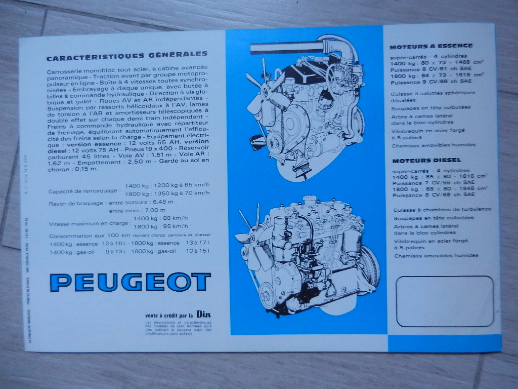 Catalogue Peugeot J7 Fourgon Tôlé 1400 kg et 1800 kg 1967 – Image 3