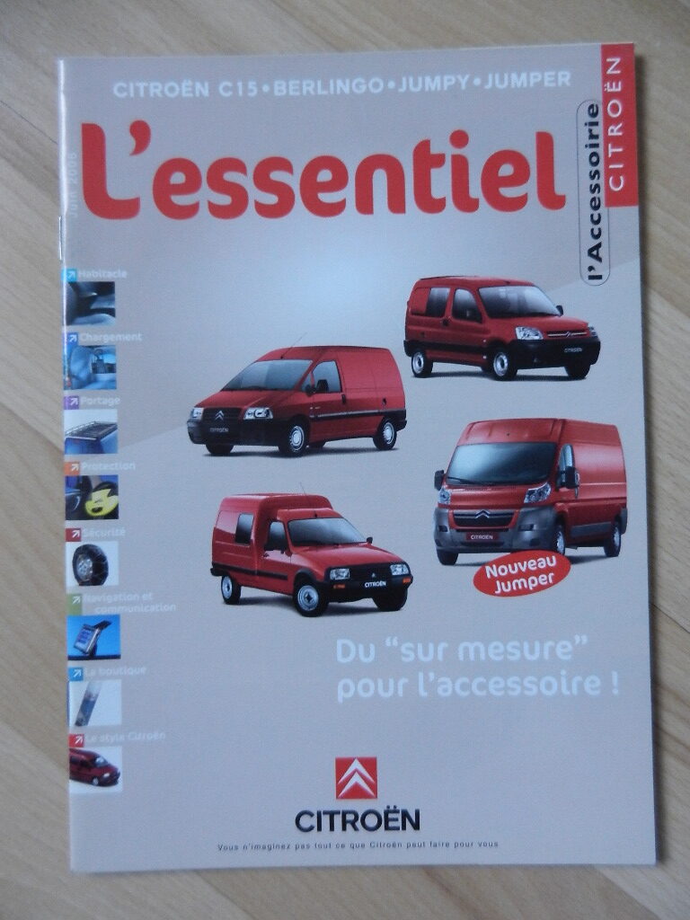 Catalogue Citroën C15 Berlingo Jumpy Jumper Accessoire 2006
