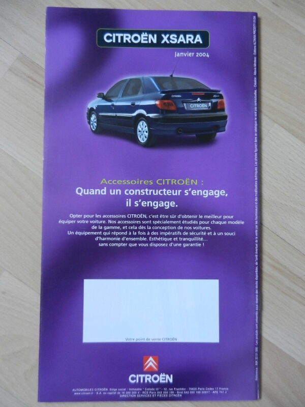 Catalogue Citroën Xsara Accessoires 2004 – Image 3