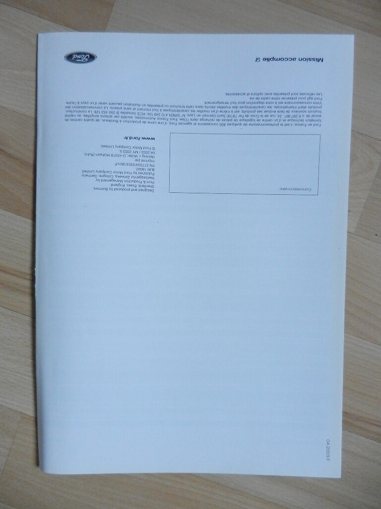 Catalogue Ford Transit Connect Caractéristiques Techniques 2003 – Image 3