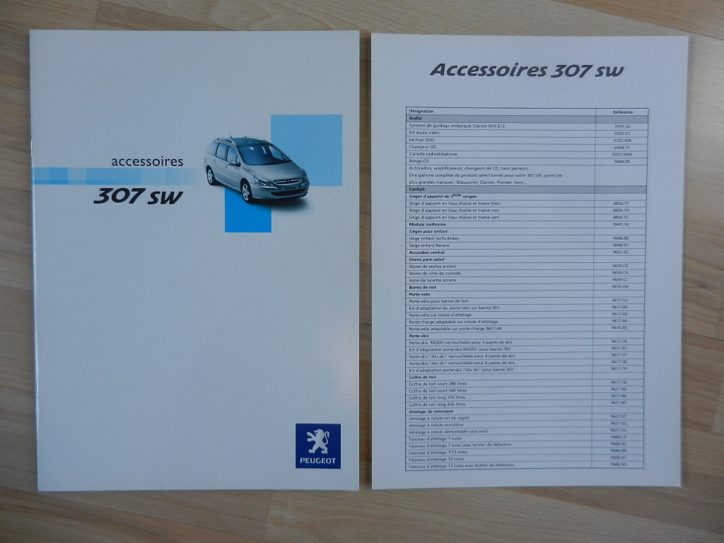 Catalogue Peugeot 307 SW Accessoires 2002
