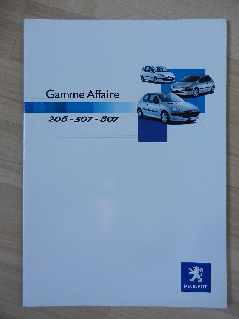 Catalogue Peugeot 206 - 307 - 807 gamme affaire 2004