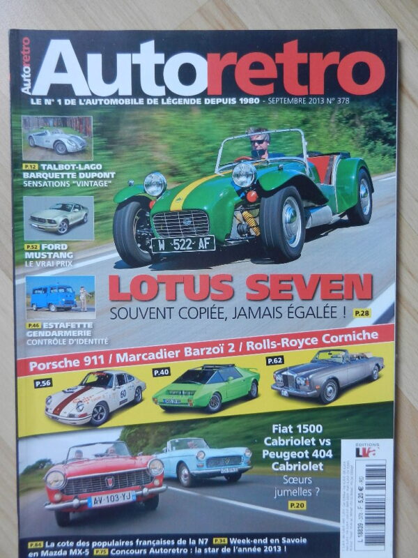 Magazine Auto Rétro N° 378 septembre 2013