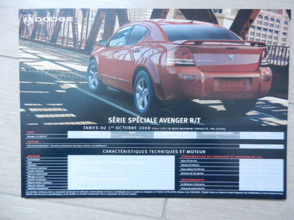 Catalogue Dodge Avenger série spéciale R-T 2008