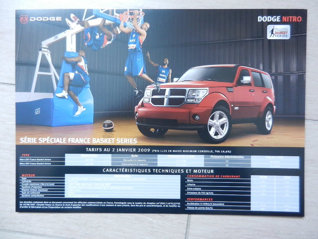 Catalogue Dodge Nitro série spéciale France Basket Series 2009