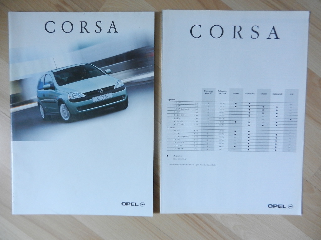 Catalogue Opel Corsa C 2001