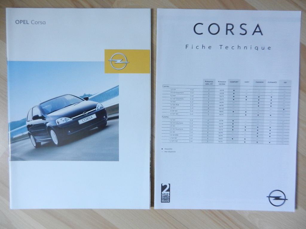 Catalogue Opel Corsa C 2002