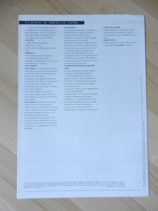 Catalogue Opel Zafira 2001 – Image 2