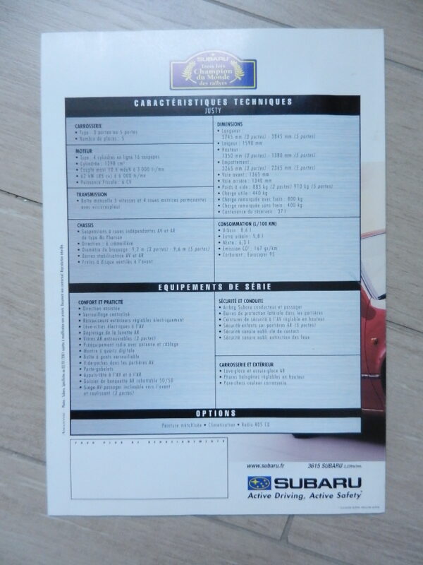 Catalogue Subaru Justy 2001 – Image 3