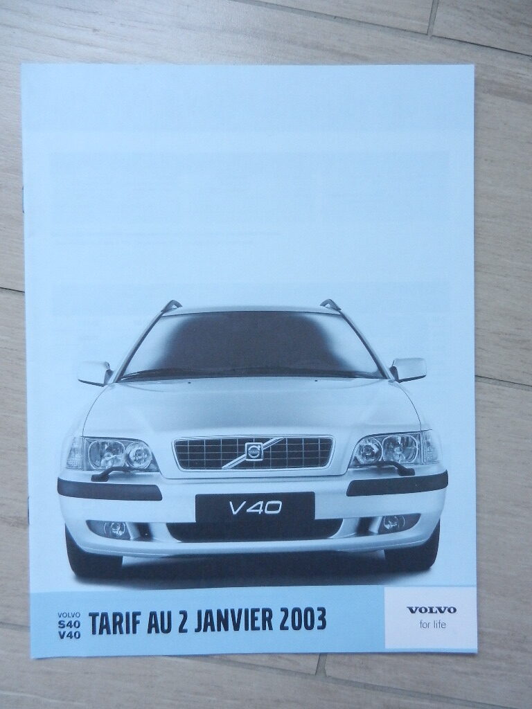 Catalogue Volvo S40 V40 tarif 2003