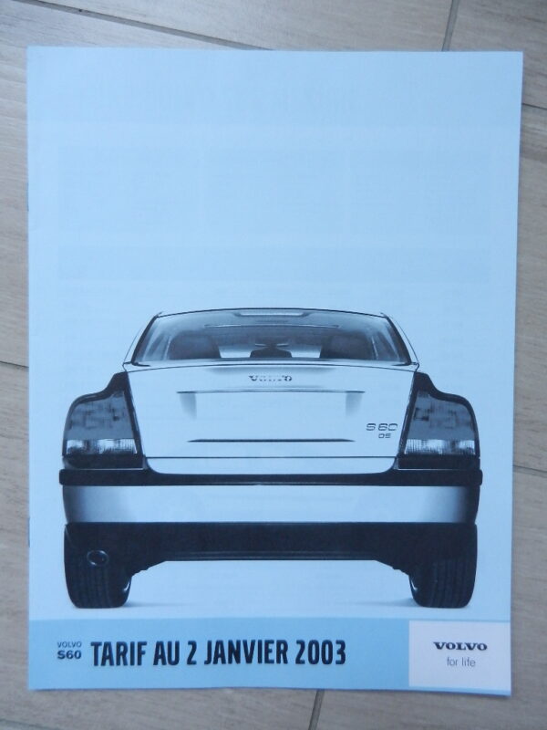 Catalogue Volvo S60 tarif 2003