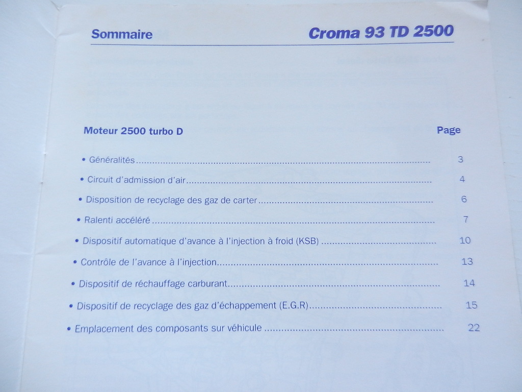Fiat Croma Gamme 93 – TD 2500 Motorisation Formation Service – Image 3