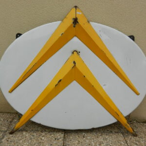 Plaque émaillée Citroën chevron jaune années 60