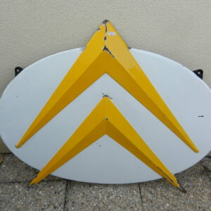 Plaque émaillée Citroën chevron jaune années 60