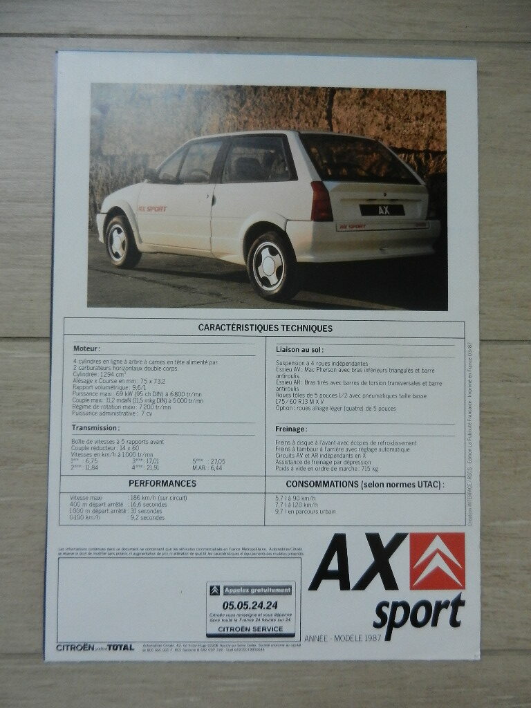 Catalogue Citroën AX Sport 1987 – Image 3