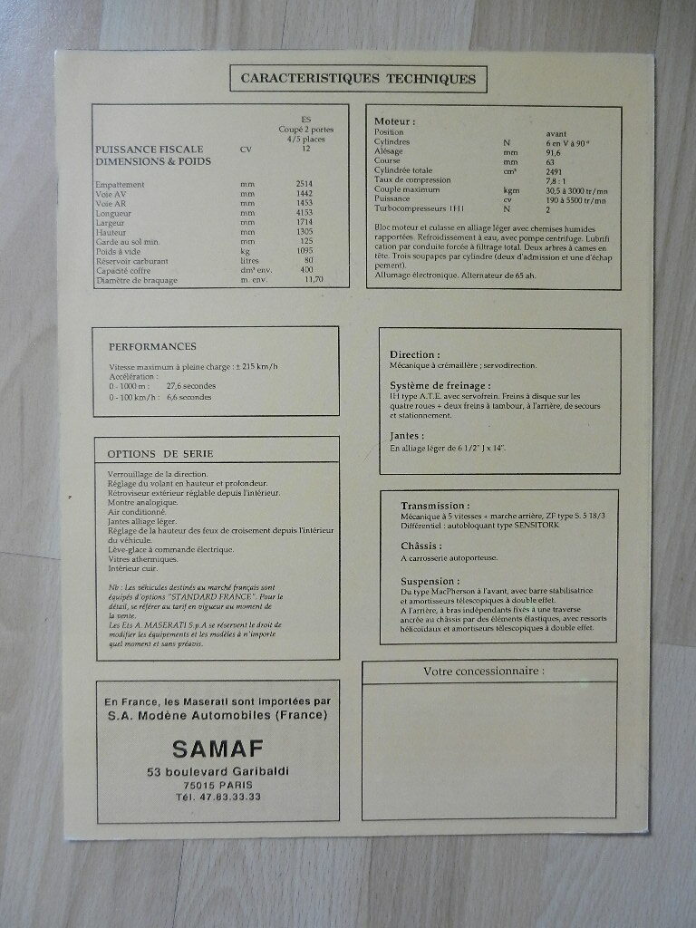 Catalogue Maserati coupé Biturbo ES – Image 3
