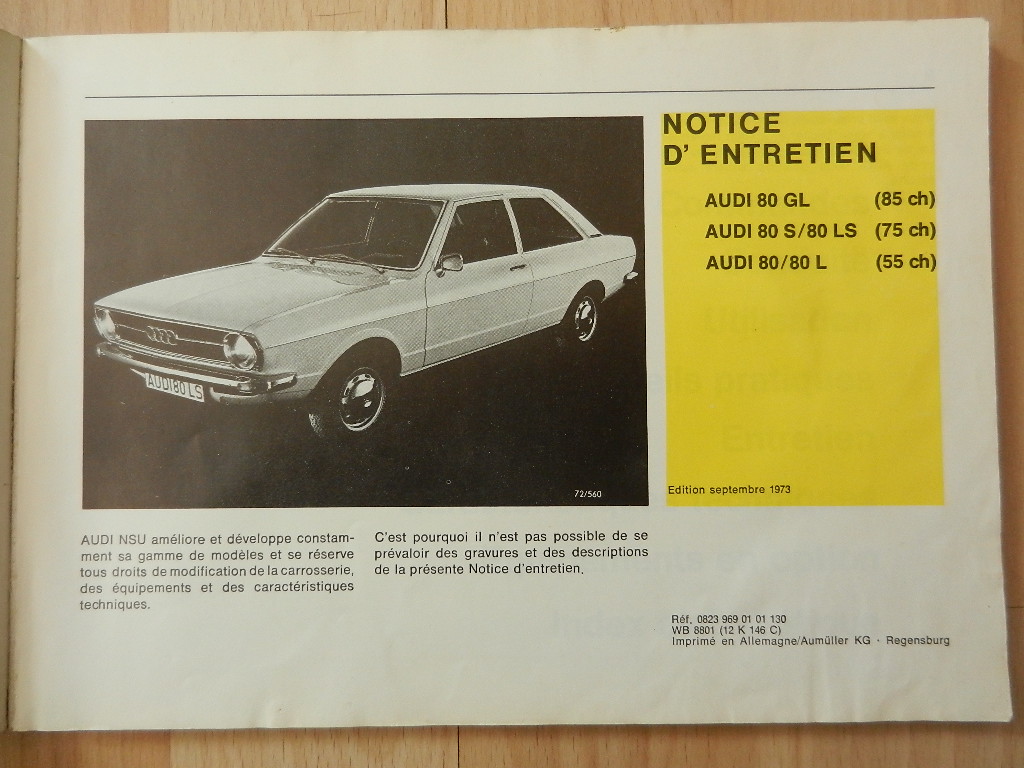 Notice d'utilisation AUDI 80 1973 – Image 2