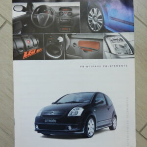 Catalogue Citroën C2 caractéristiques techniques et principaux équipements 2004