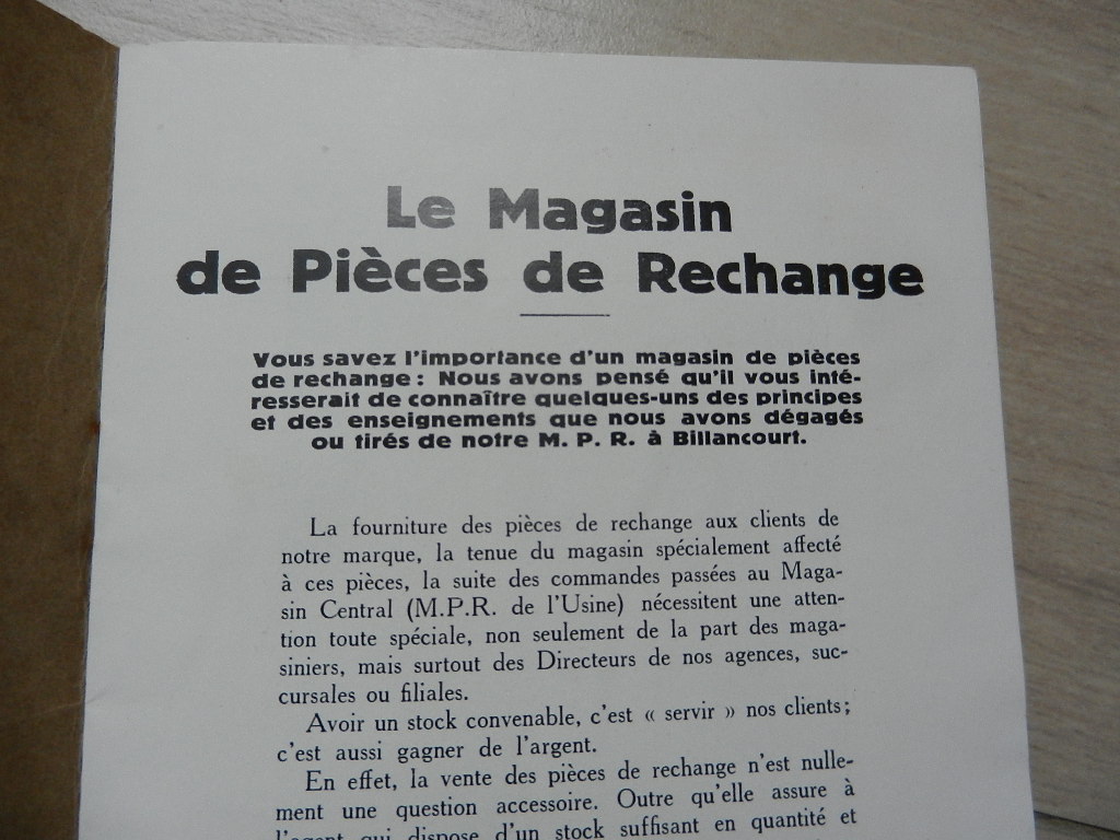 Livret / notice Renault Le magasin de pièces de rechange de l'usine de Billancourt 1930 – Image 2