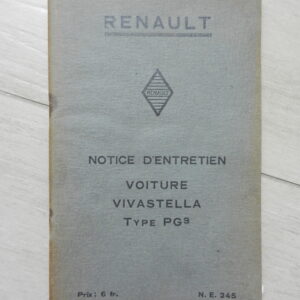 Notice d'utilisation / entretien Renault Vivastella type PG3 1933