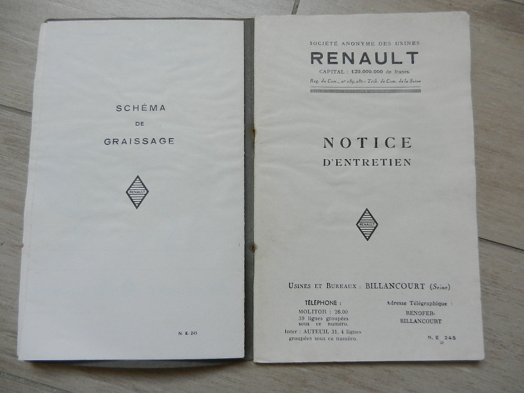 Notice d'utilisation / entretien Renault Vivastella type PG3 1933 – Image 2
