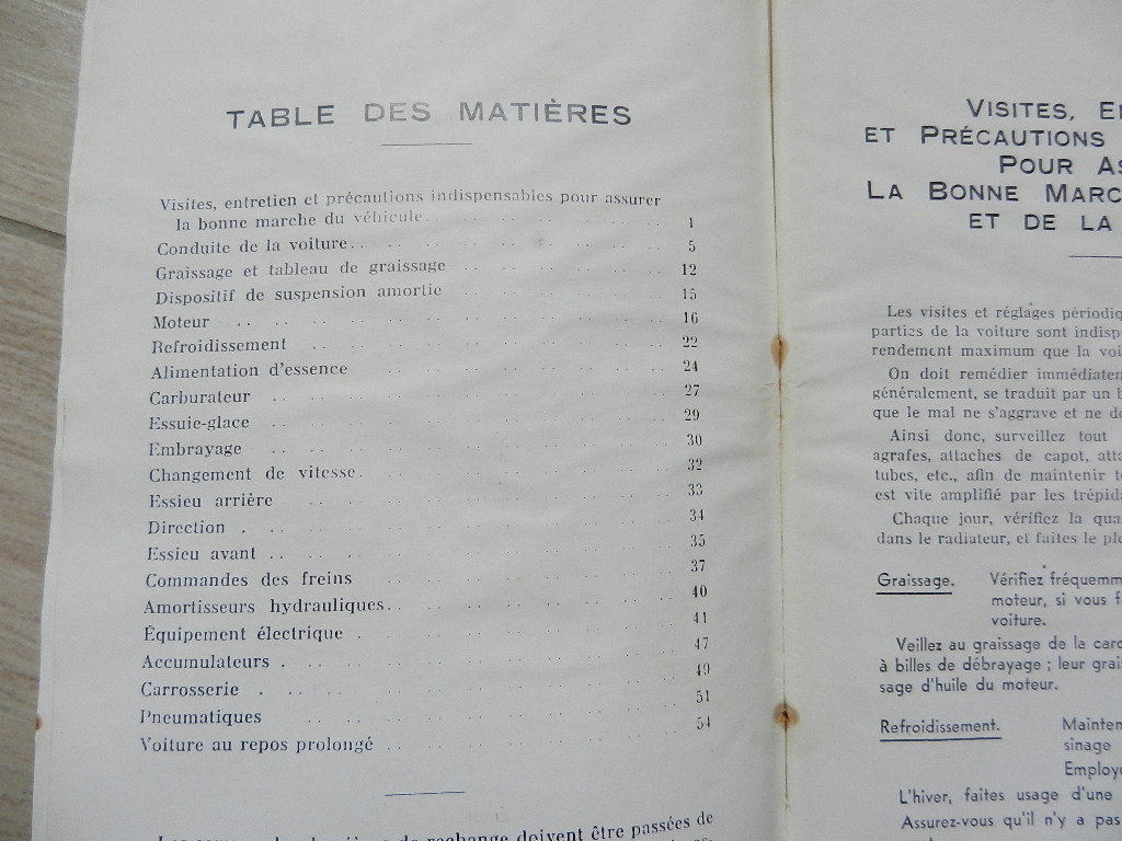 Notice d'utilisation / entretien Renault Vivastella type PG3 1933 – Image 3