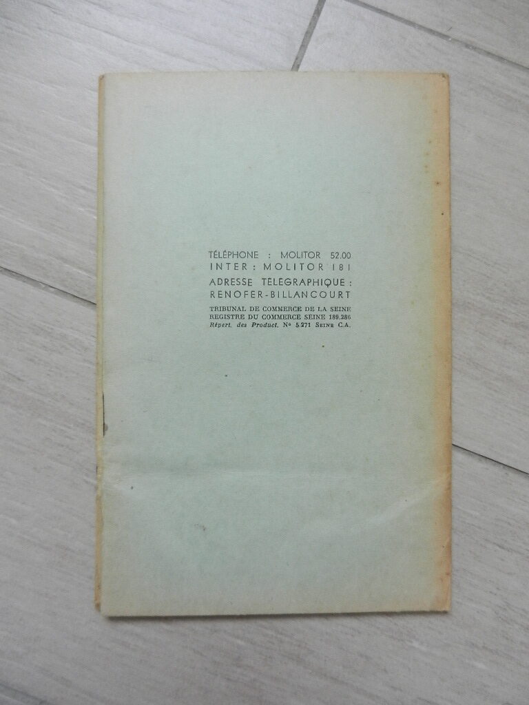 Notice d'utilisation / entretien Renault Vivastella type BDZ1 & Viva Grand Sport type BDV1 1939 – Image 3