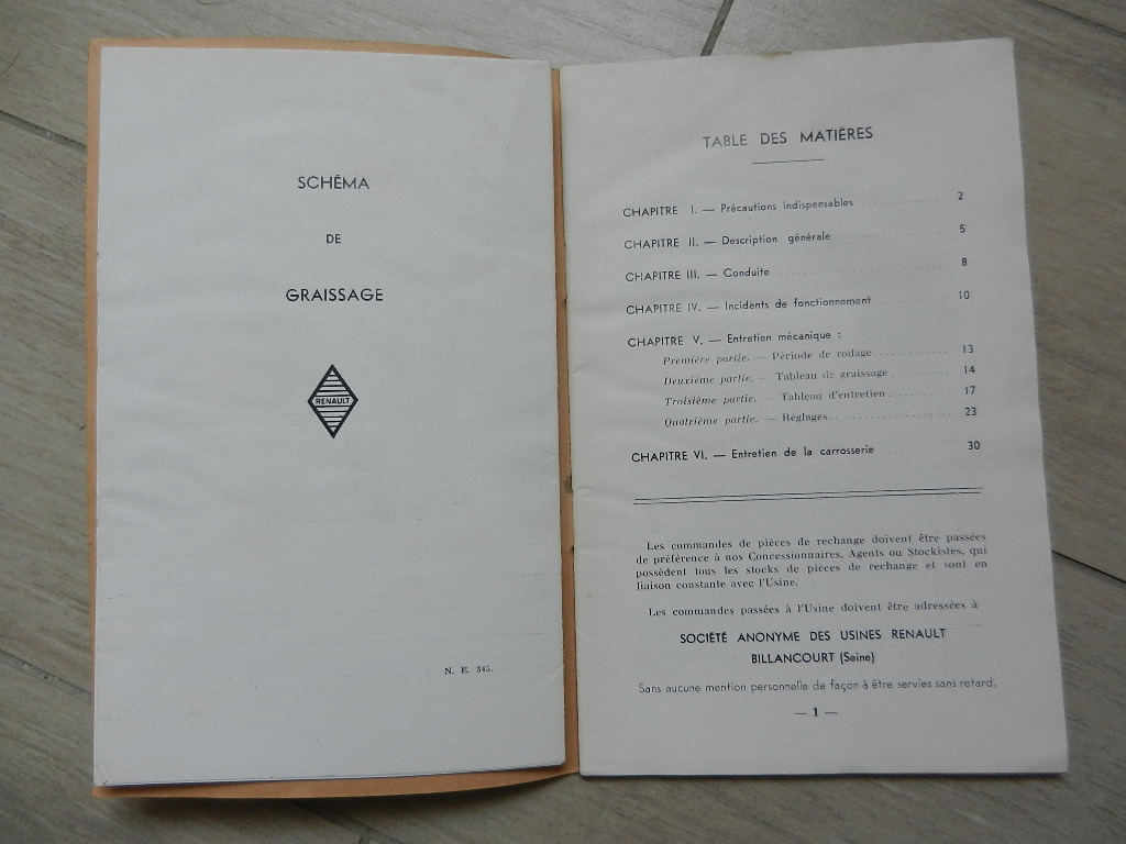 Notice d'utilisation Renault Nervastella grand sport type ABM3 1935 – Image 2