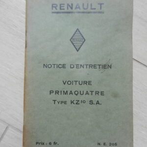 Notice d'utilisation / entretien Renault Primaquatre type KZ10 S.A. 1932