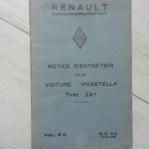Notice s'utilisation Renault Vivastella type ZA3