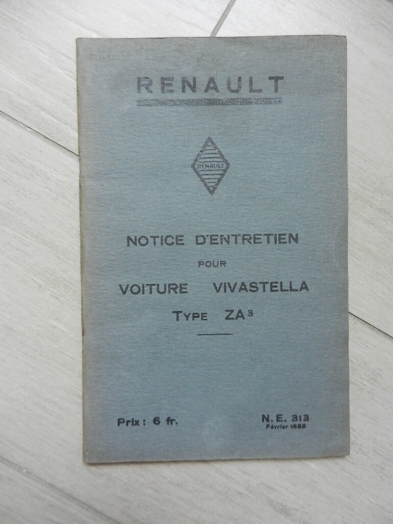 Notice s'utilisation Renault Vivastella type ZA3