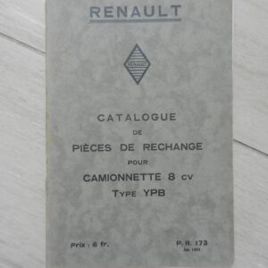 Catalogue de pièces de rechanges Renault Camionnette 8 cv Type YPB 1933