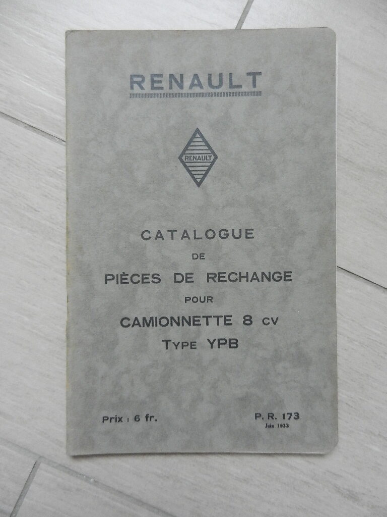 Catalogue de pièces de rechanges Renault Camionnette 8 cv Type YPB 1933