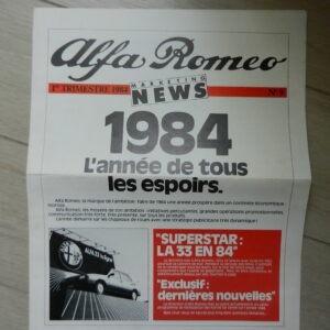 Catalogue Alfa Roméo Marketing NEWS N°9 1984