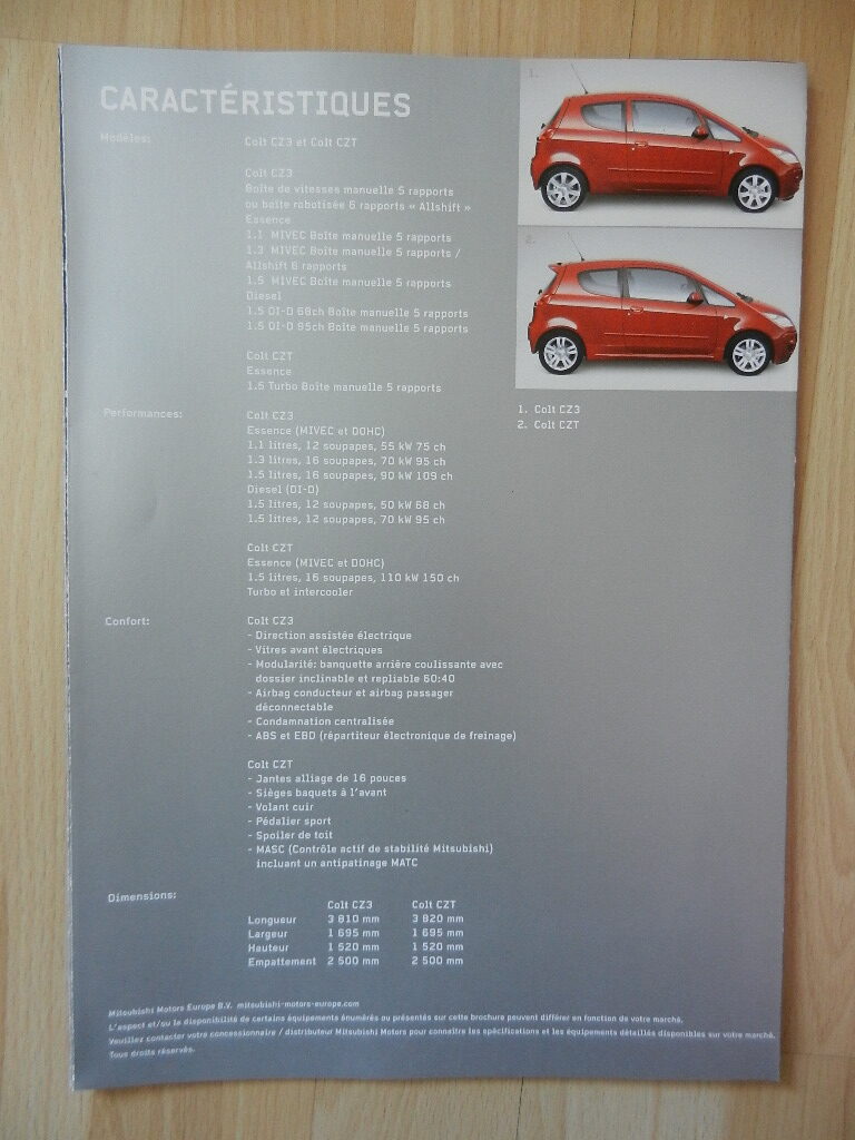 Catalogue Mitsubishi Colt CZ3 / Colt CZT 2004 – Image 3