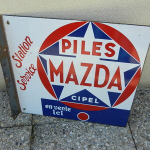 Plaque émaillée Station Service Piles Mazda