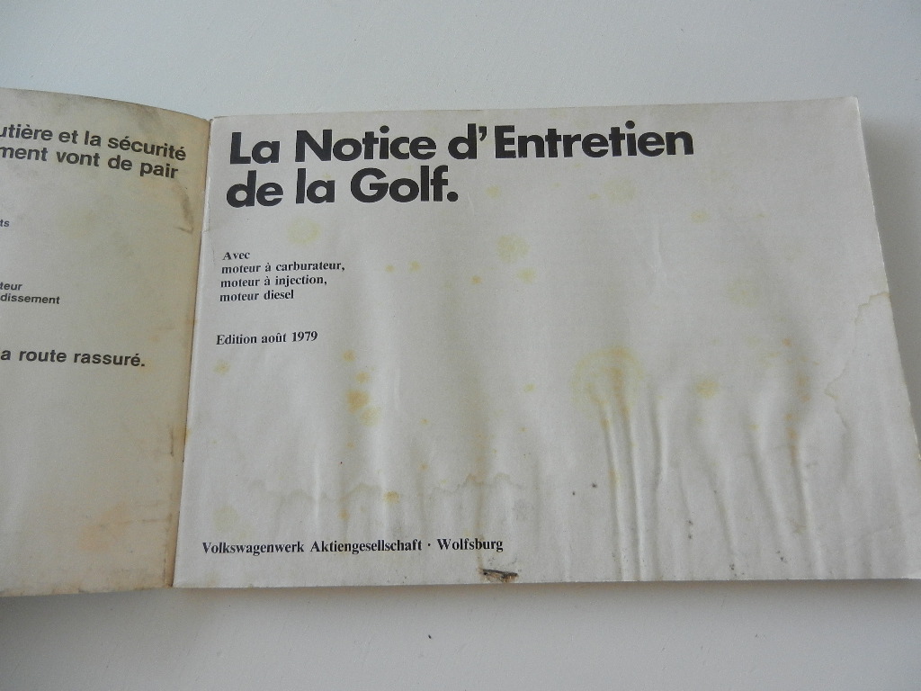 Notice d'entretien Volkswagen Golf 1979 – Image 2