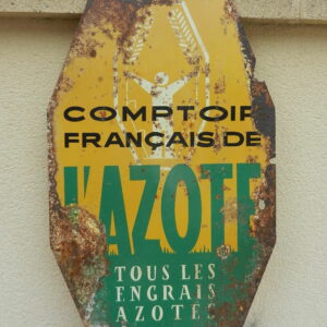 Plaque publicitaire peinte Comptoir Français L'AZOTE